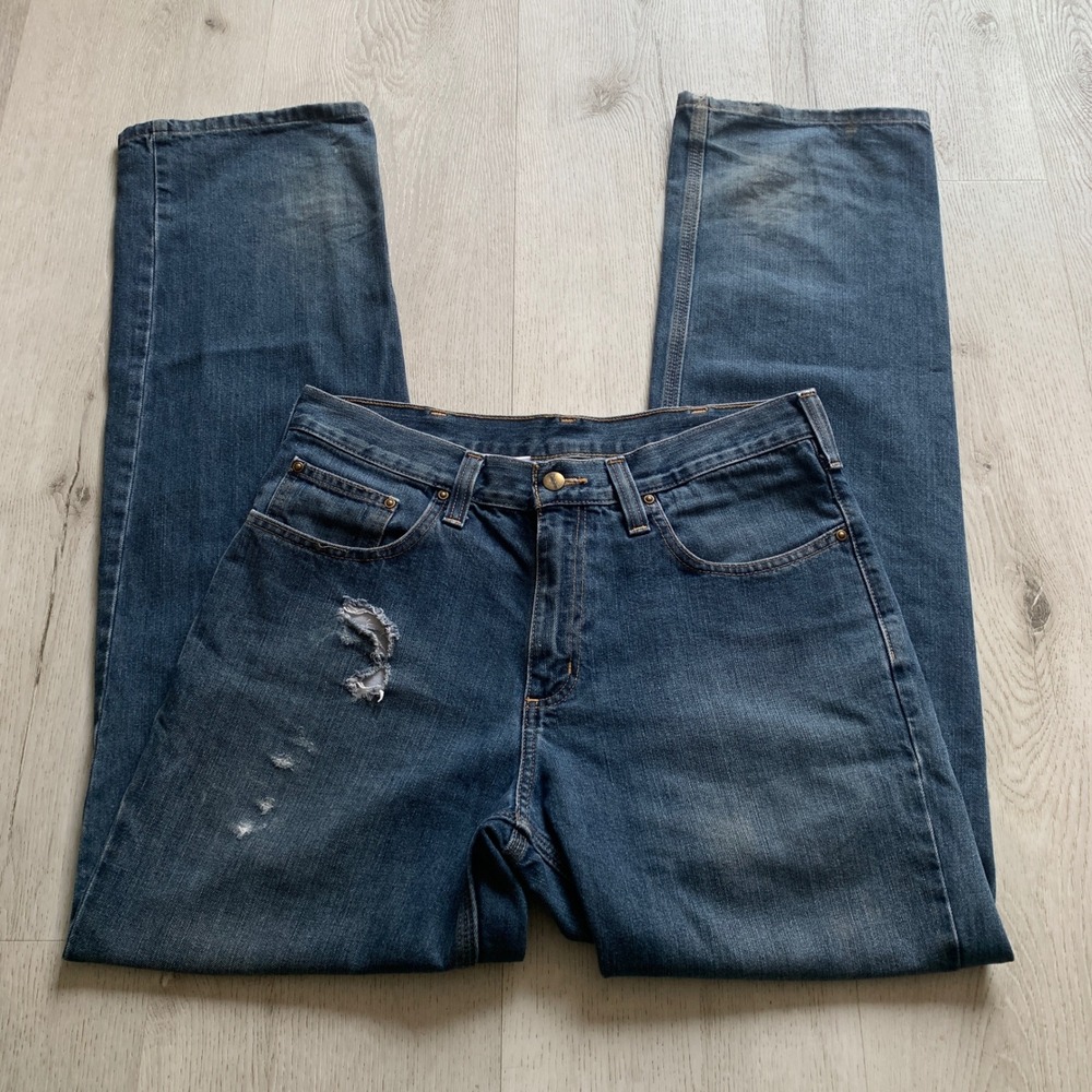 Carhartt Men's 34x32 Relaxed Fit Straight Leg Denim Jeans Blue Workwear